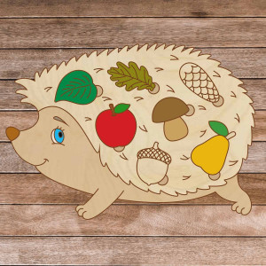 Children's wooden puzzle - Hedgehog in the forest - 7...