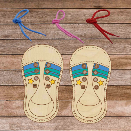 Montessori children's wooden shoe - Tie me! 1pc | SENTOP
