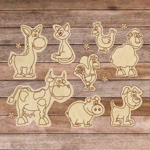 Children 's wooden jigsaw puzzle - Farm animals 8 pieces... 2