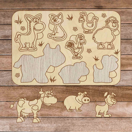 Children 's wooden jigsaw puzzle - Farm animals 8 pieces | SENTOP