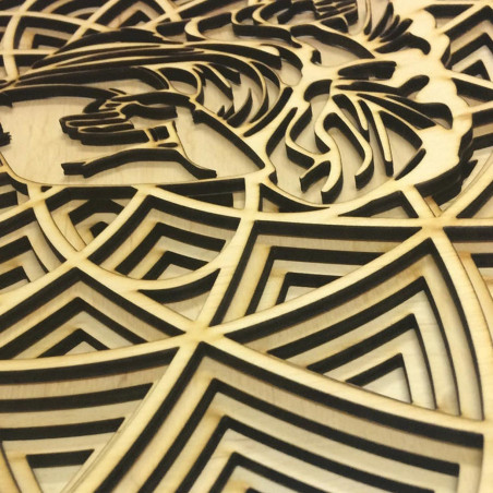 Luxurious Zen wall decoration - layered Buddha made of natural wood.