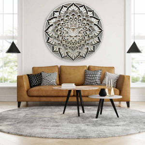 Large 3D wooden wall painting I Mandala of communication