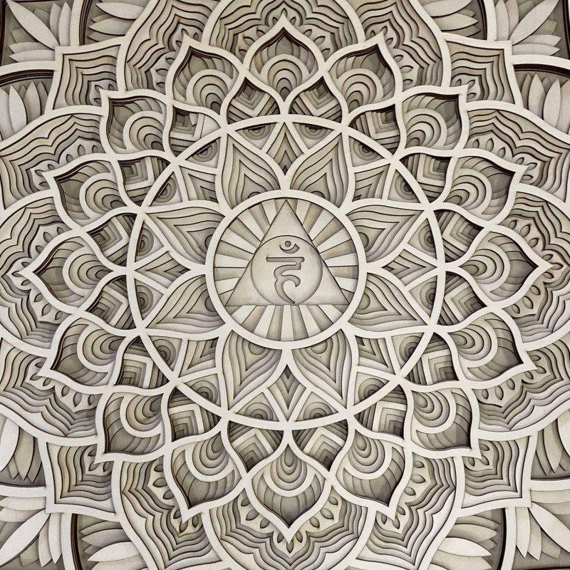 wooden wall painting I Mandala of communication