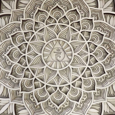 wooden wall painting I Mandala of communication
