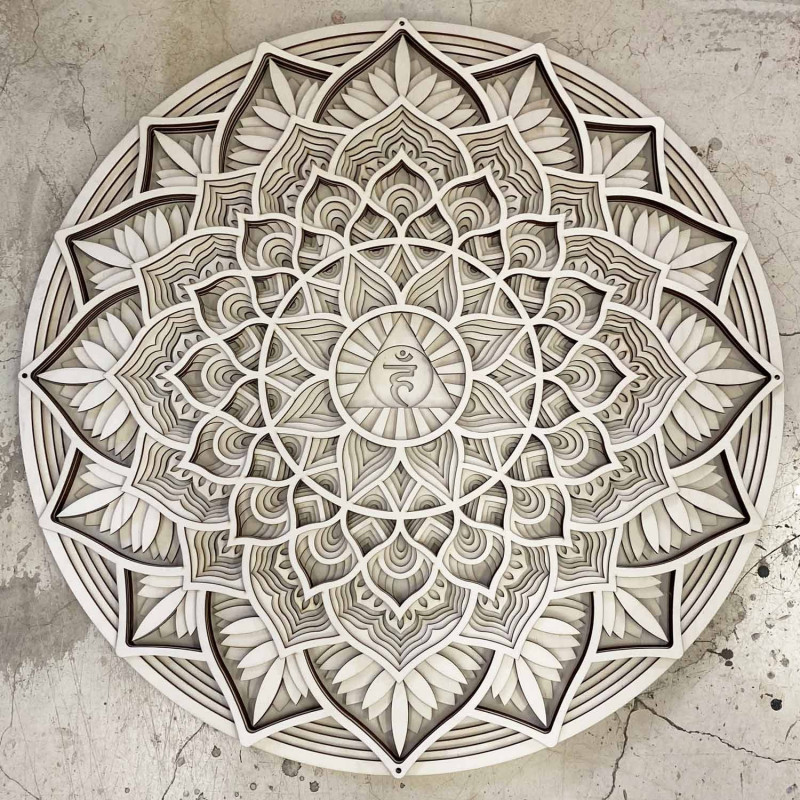 Large 3D wooden wall painting I Mandala of...