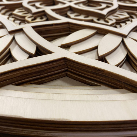 Large 3D wooden wall painting I Mandala of communication