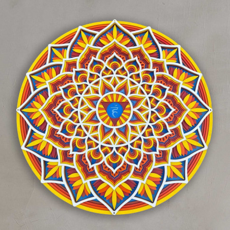 Wooden Mandala on the wall with feng shui energy