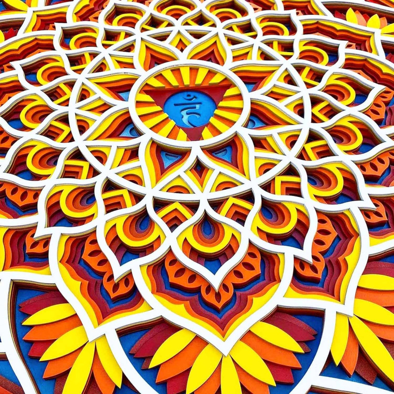 Wooden Mandala on the wall with feng shui energy