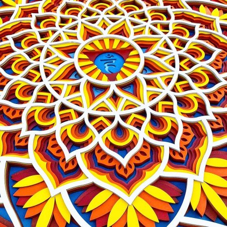 Wooden Mandala on the wall with feng shui energy