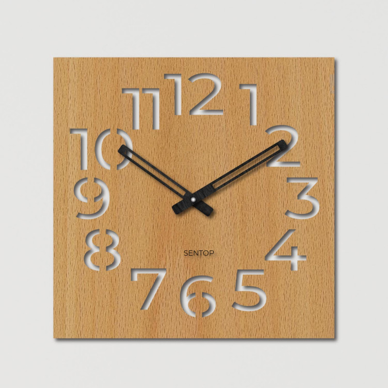 Elegant wooden wall clock for a modern interior Minimalist wooden clock with bold numbers