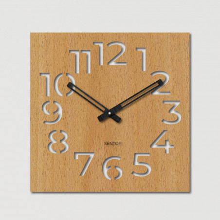 Elegant wooden wall clock for a modern interior Minimalist wooden clock with bold numbers