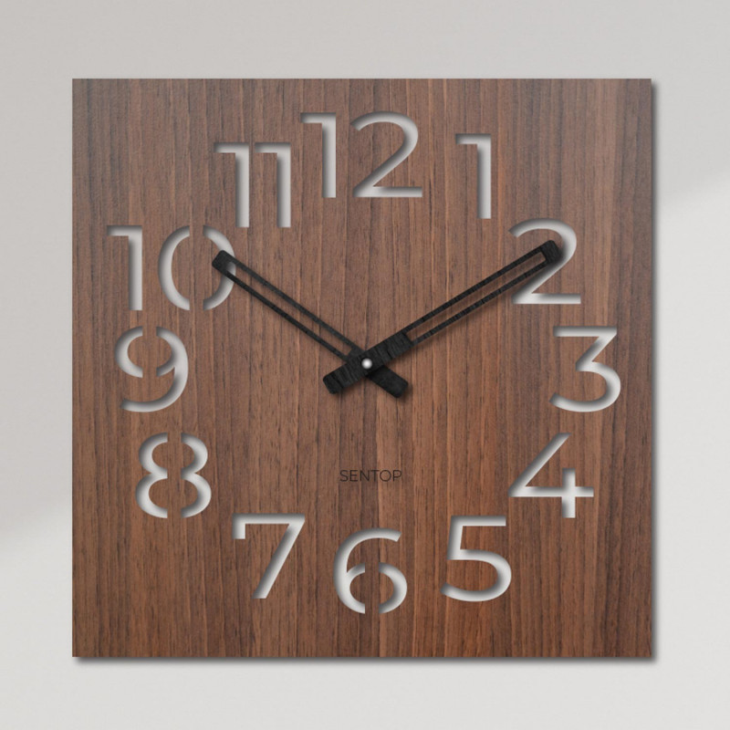 Elegant wooden wall clock for a modern interior Minimalist wooden clock with bold numbers