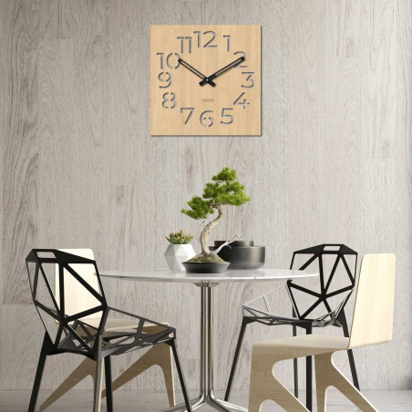 Stylish wooden wall clock for the living room and office. Modern wooden clock with a clean and elegant look.