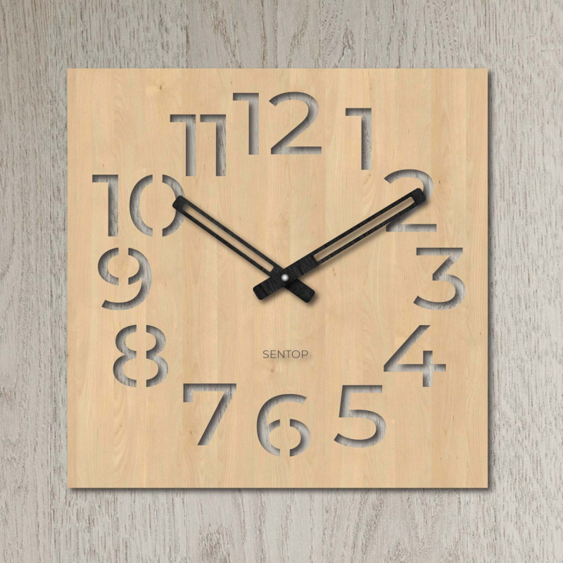 Stylish wooden wall clock for the living room and office. Modern wooden clock with a clean and elegant look.