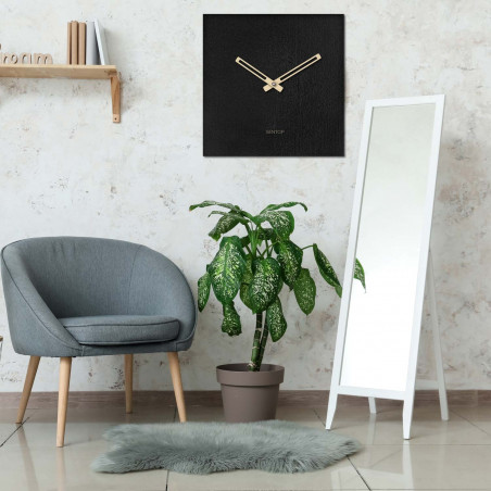 Wooden wall clock, square shape, beech decor