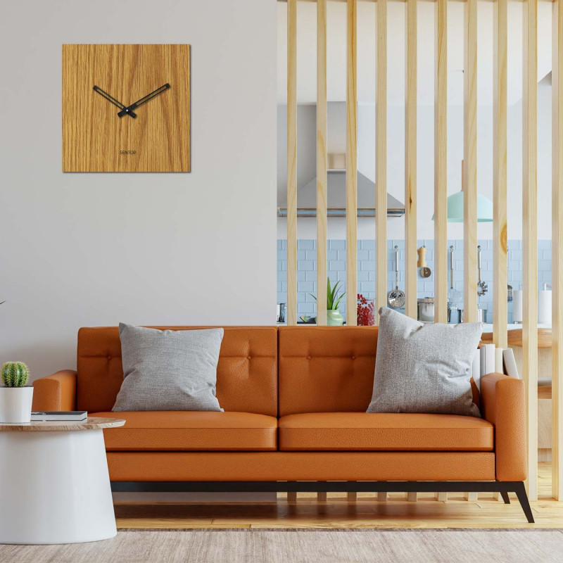 Minimalist square wall clock without numbers