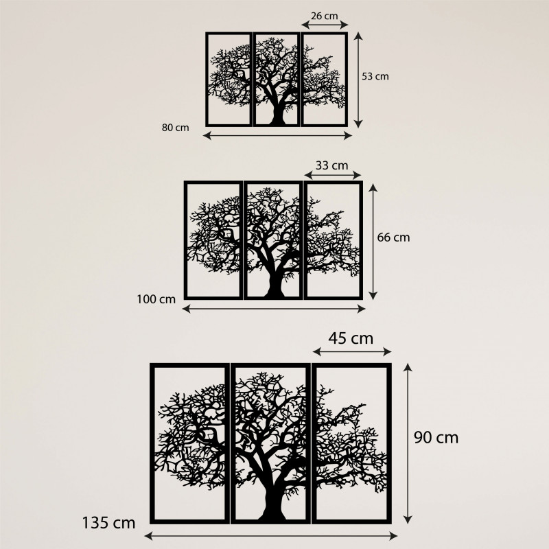 Wooden Wall Art Tree of Life: Set of 3 Panels