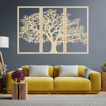 Wooden Wall Art Tree of Life: Set of 3 Panels