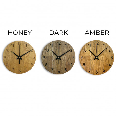 Oak wall clock, modern minimalist design, quiet operation Oak wall clock, modern minimalist design, quiet operation