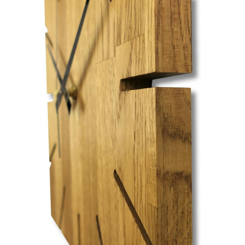 Wooden wall clock made of oak wood - Square