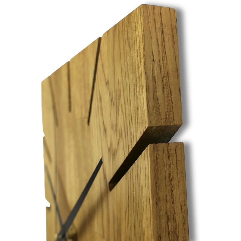 Wooden wall clock made of oak wood - Square