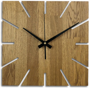 Wooden wall clock made of oak wood - Square