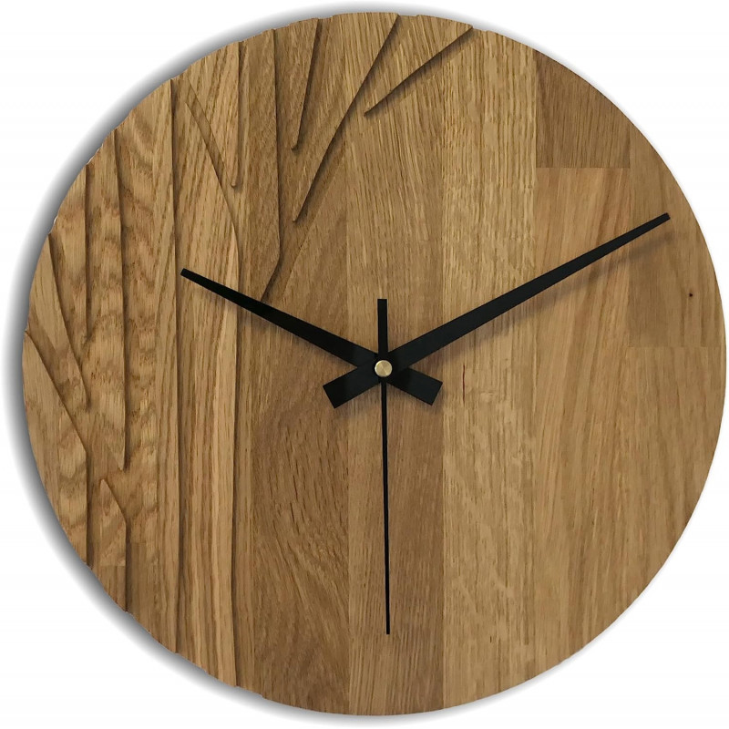 Wall clock made of oak wood branches - LOLITA