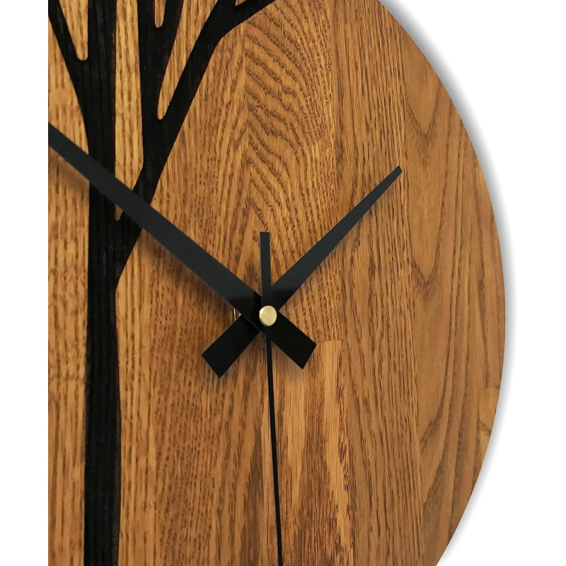 Cheap wooden wall clock with an original look and delicate decor.