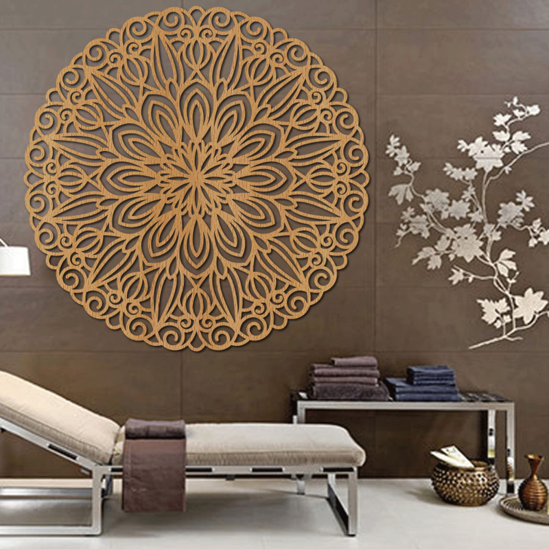 Carved wooden mandala for the wall, flower of...