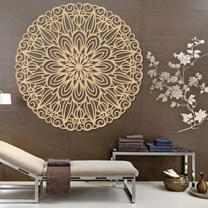 Carved wooden mandala for the wall, flower of time - ORIN 2