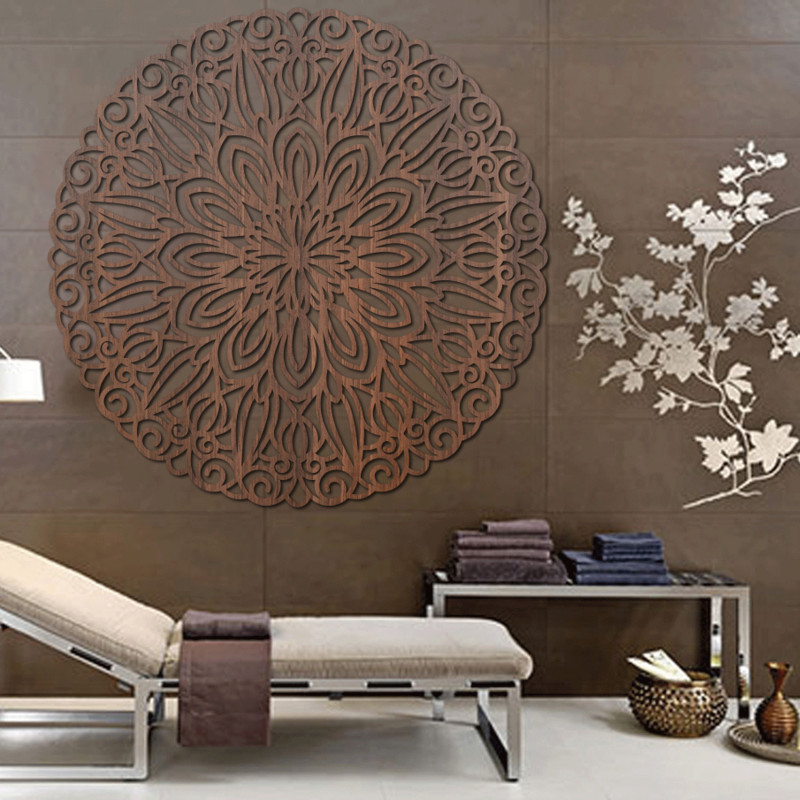 Carved wooden mandala for the wall, flower of...