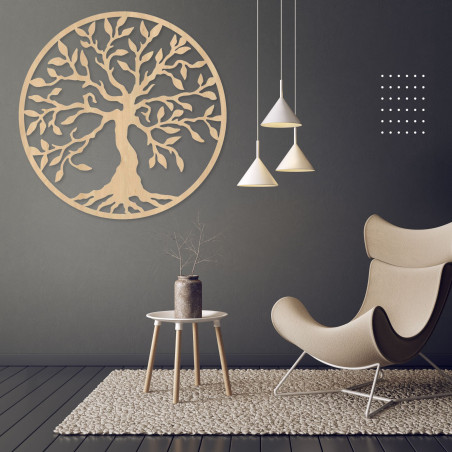 Wooden picture of the tree of life in a circle