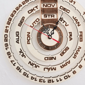 Engraved wall clock, wooden calendar - JOGBELII 2
