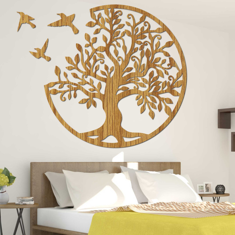 Wooden picture tree with birds | Wall decoration