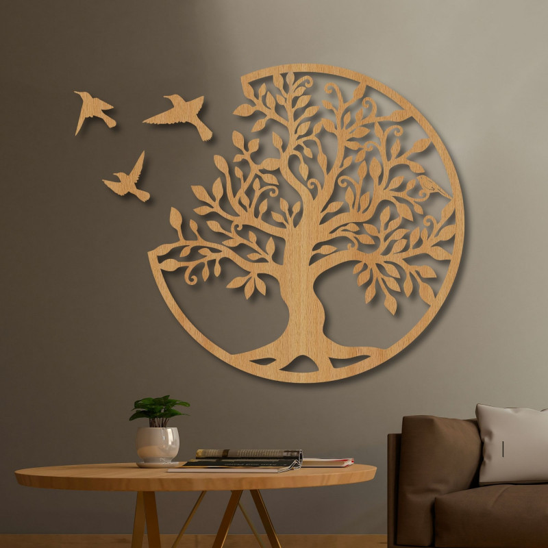 Wooden picture tree with birds | Wall decoration