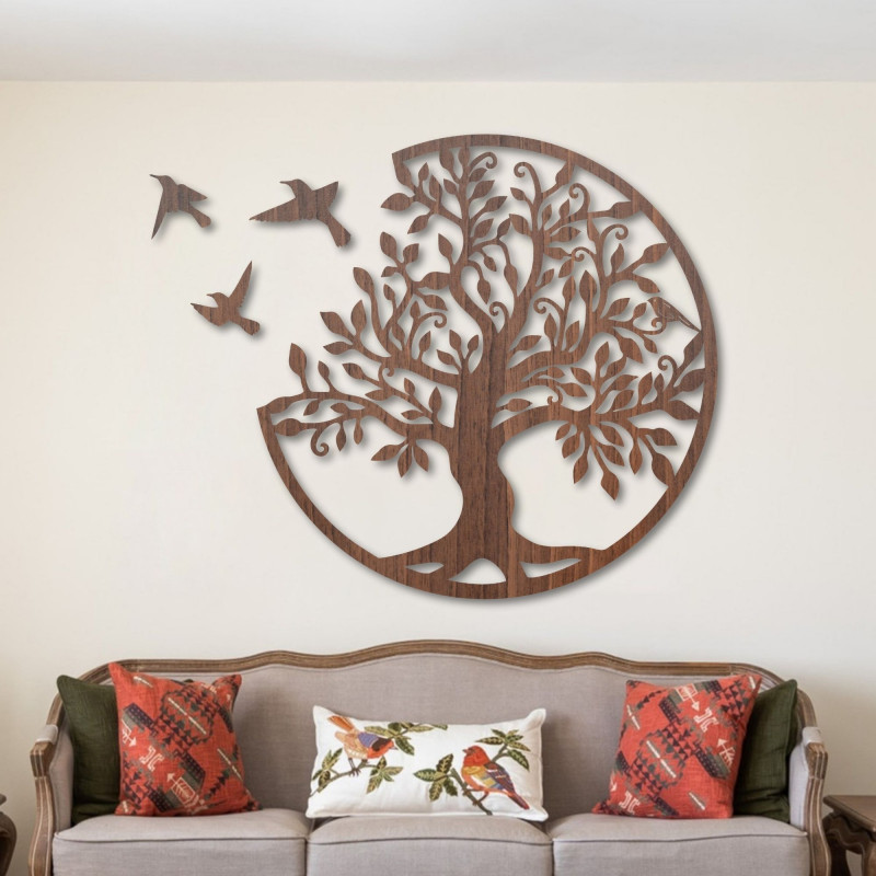 Wooden picture tree with birds | Wall decoration