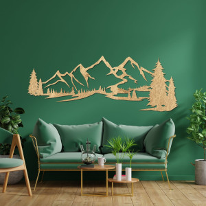Wooden wall decoration - Mountain panorama