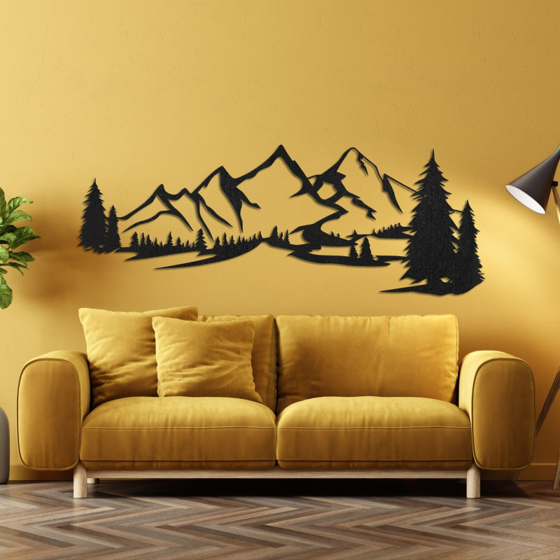 Wooden wall decoration - Mountain panorama