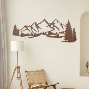 Wooden wall decoration - Mountain panorama