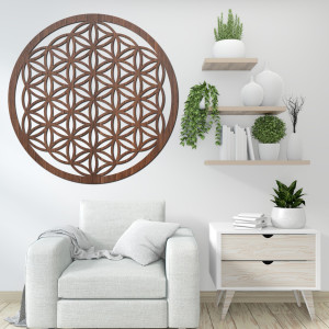 Wooden Flower of Life Mandala, HDF Wall Art - PERTON 2