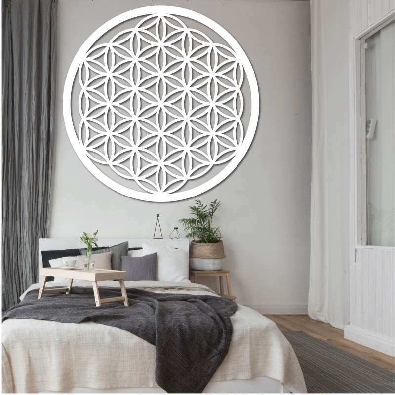 Wooden Flower of Life Mandala, HDF Wall Art -...
