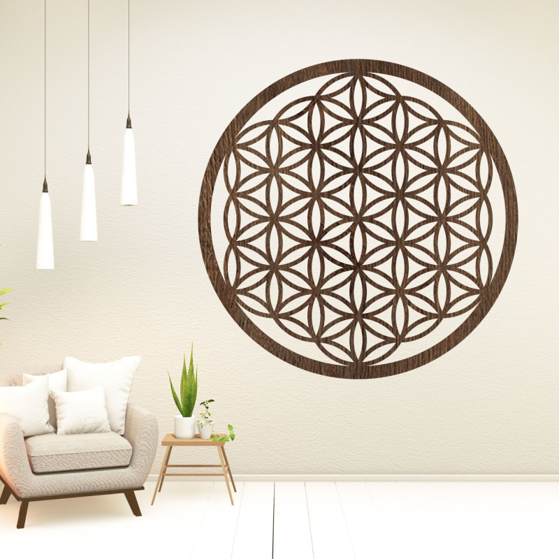 Wooden Flower of Life Mandala, HDF Wall Art -...