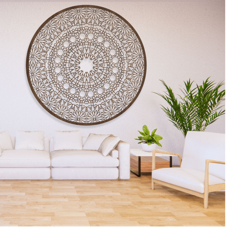 Elegant wooden mandala - Exclusive wooden living room wall decoration