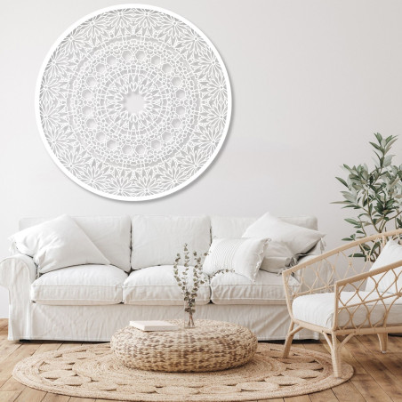 Luxurious wooden mandala painting on the wall for a modern interior