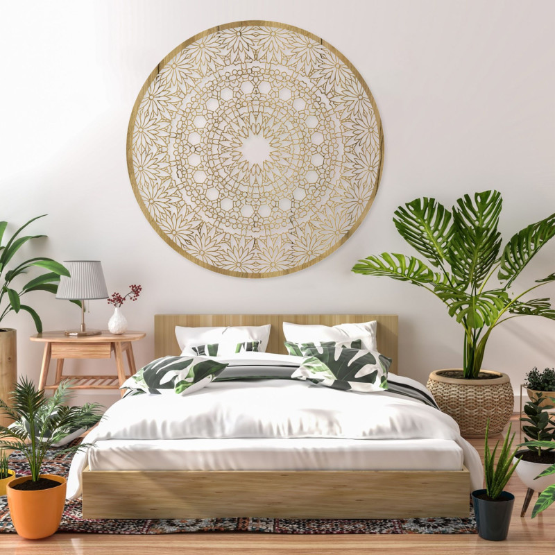 Elegant wooden mandala - Exclusive wooden living room wall decoration