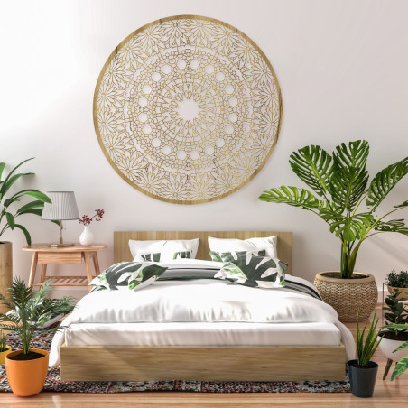 Elegant wooden mandala as a stylish wall decoration