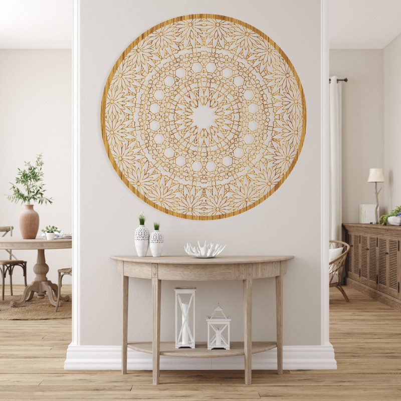 Elegant wooden mandala - Exclusive wooden living room wall decoration