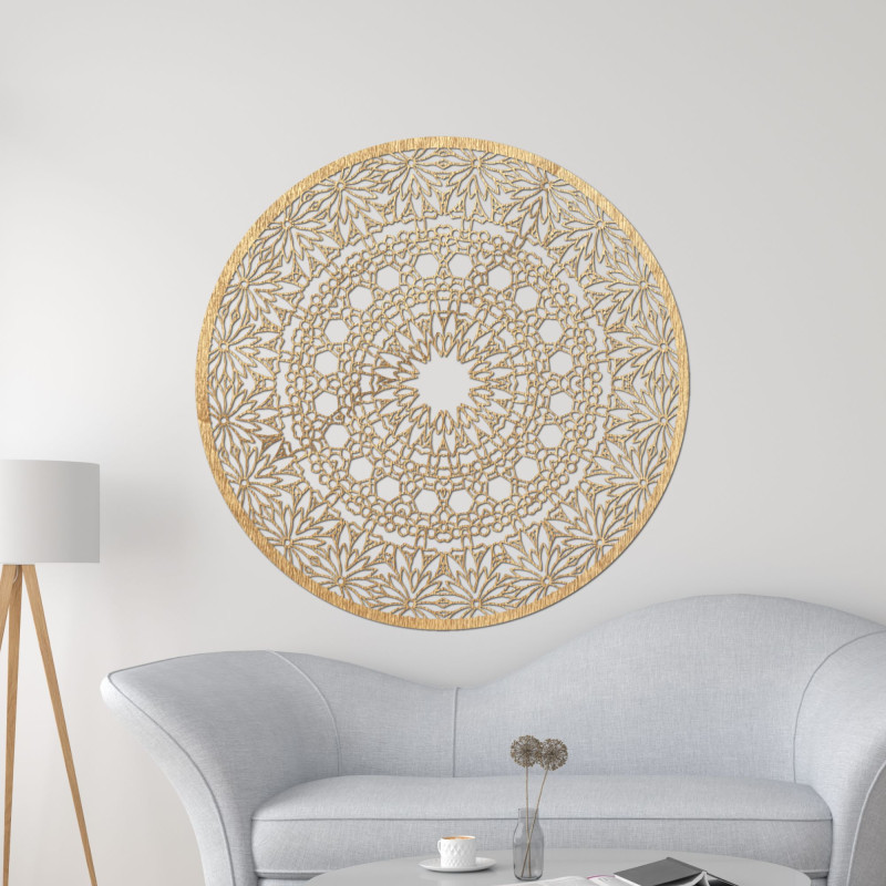 Luxurious wooden mandala on the wall for a harmonious interior
