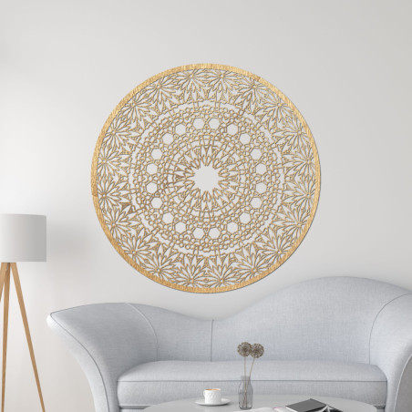 Luxurious wooden mandala on the wall for a harmonious interior