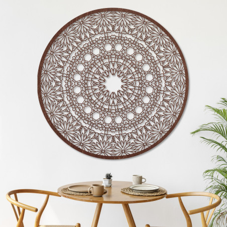 Luxurious wooden mandala on the wall for a harmonious interior